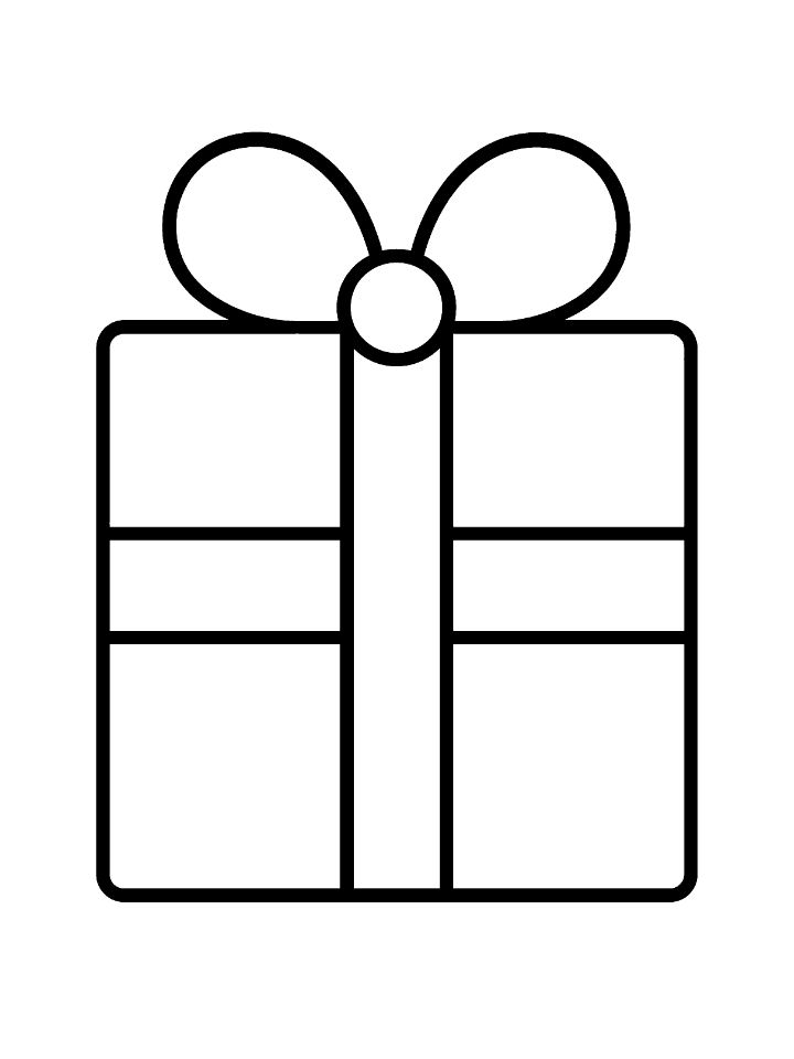 Coloriage d'un gros cadeau de Noël avec ruban et nœud, très facile, pour la petite section