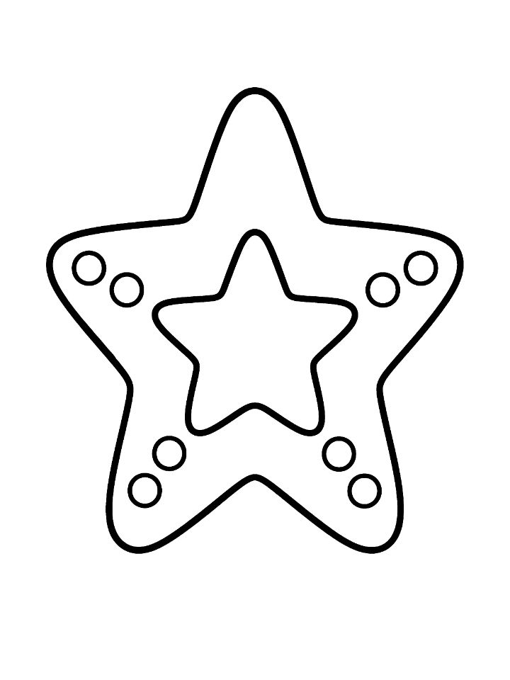 Coloriage de Noël maternelle petite section : une grande étoile à cinq branches avec une étoile au centre